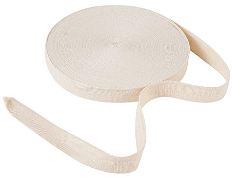 Craftdady Köperband aus Baumwolle, 50 m lang 25 mm breit, Köpergewebe Fischgrätmuster Schrägband zum Basteln zum Basteln, Geschenkverpackung Heimtextilien Leinenfarben