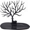 Voarge Présentoir à bijoux avec plateau et corne de cerf ramifiées à l'arbre pour usage domestique, matériau ABS cerf, cerf, argent, pour bagues, bracelets, colliers (noir)