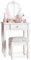 Jooli H Kids Dressing Table with Mirror and Stool, White Children's Vanity Set with Flip Up Heart Mirror and 3 Drawers, Girls Makeup Desk for Age 3-9