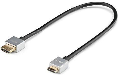 HICON HIM1-0030 - Cable adaptador HDMI tipo A (30 cm, 4 K, UHD, ARC 3D, alta velocidad, corto y flexible, a mini macho, 0,3 m)