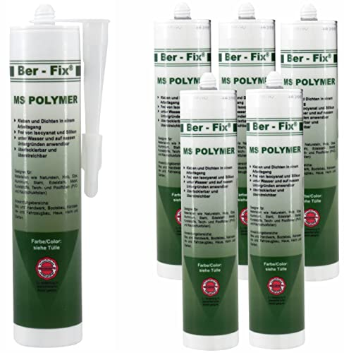 Ber-Fix 6x MS Polymer Kleber Transparent Glasklar 300g – UV-geschützter & wasserfester Montagekleber für Stein, Kunststoff & Metall