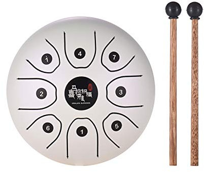 Btuty 14,9 cm (5,5 Zoll) 8-Tone Stahl Tongue Drum C Key Percussion Instrument Handpan Drum mit Drum Mallets Tragetasche