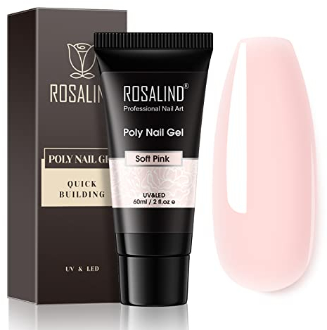 ROSALIND Poly Nail Gel, 60ML Art Acrylgel für Nägel, UV/LED Nagellack Gel Verlängerungskleber für Maniküre Reparatur Nagelverlängerung, Rosa