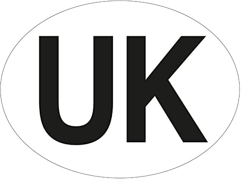 AA AA8644 UK Sticker For Cars – New 2021 Legal Regulation For Driving in the EU and France - Black Text White Oval Self-Adhesive Plate 200x192 millimetres
