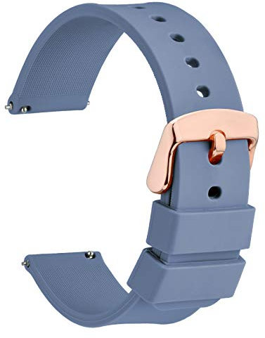 WOCCI 20mm Silicone Watch Strap with Rose Gold Buckle, Quick Release Bracelet (Harbor Blue)