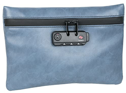HMF Geruchsdichte Tabaktasche mit TSA Zahlenschloss für Reisen | Größe M | Kunstleder | Blau