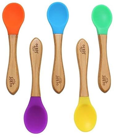 Joyto Lot de 5 cuillères en bambou bleu
