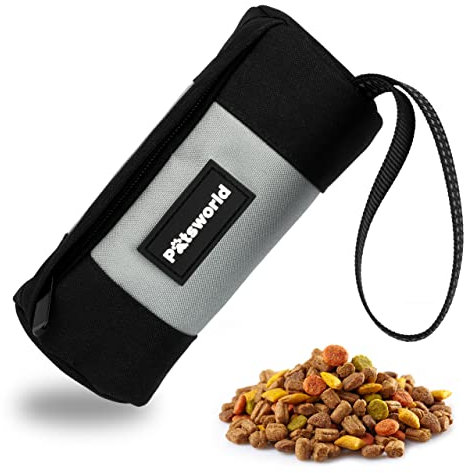 Pätsworld Hunde Futterbeutel 7x18 cm - Robuster Apportierdummy für Hunde - Futterdummy für das Hundetraining - Premium Hunde Dummy - Trainingsdummy für Leckerlies, Trocken- & Nassfutter (Grau)