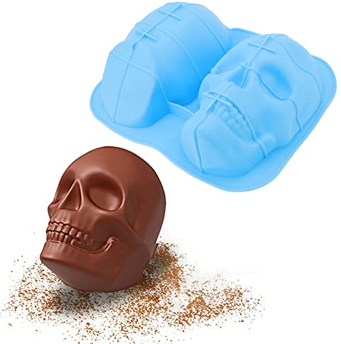 Totenkopf Schokola Backform, 3D Skelett Kuchenform Schödel Silikon Kuchen Form Halloween Dekoration für Kuchen Kekse Pralinen Eis für Geschenke DIY Handwerk, Halloween Geburtstags Party
