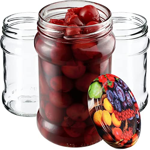 KADAX 50st Einmachgläser 315 ml mit fi66 mm Schraubdeckel für Honig, Dessert, Marmeladen | Luftdichte Gläschen, Einmachglas, Rundgläser, Konfitürengläser, Honiggläser (50 Stück, Obst)