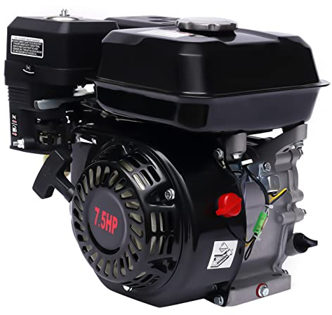 7 HP 5.1 KW benzinmotor, 4-Takt Standmotor Motor Kartmotor Benzinmotor Rückstoßstartmodus Sprühschmierung, 215 ccm Hubraum, 3600 U/min (Schwarz)