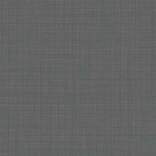 SOPHIE LAURENCE Plain Weave Texture Dark Grey Smooth Finish Wallpaper Free Match (Weave Texture Dark Grey)