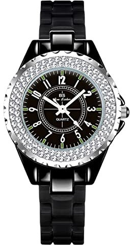 rorios Frauen Uhr Analog Quarz Uhr mit Keramik Armband Mode Diamanten Armbanduhr wasserdichte Uhr für Damen Frauen