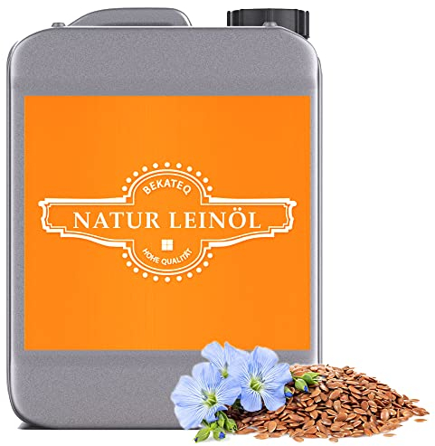 Natur Leinöl 2,5L für Holzböden, Parkett, Treppen, Terrasse, Gartenmöbel I Holzöl & Imprägnierung farblos farbvertiefend I Holzschutz & Pflegeöl für innen & außen I lösemittelfrei - Bekateq BE-200