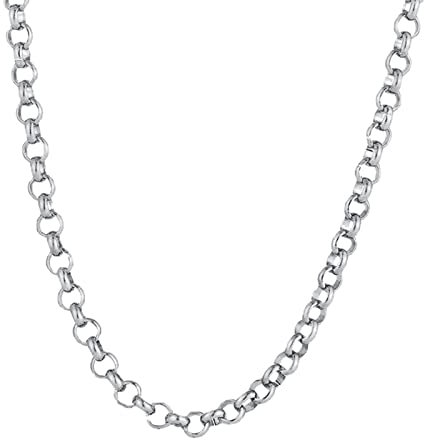 AMDXD Erbskette, Edelstahl Halsketten Metall für Männer, Herren Legierung Ketten Silber Breit 4MM Länge 55cm Freundschaftskette Jungen Hip Hop