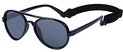 COCOSAND Gafas de sol estilo aviador con correa polarizadas, flexibles, retro, piloto para bebés de 0 a 24 meses, Negro (bebé), Small (Age 2-6)