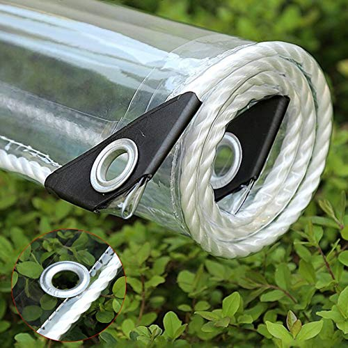 Transparente Plane Abdeckplane,Pflanzenschutz Regen-Vorhänge,PVC Glas Klare wasserdichte Tarps mit Ösen,Schutzplane Für Gartenmöbel,Kältebeständig,Regenfest,Frostschutzmittel (2.5x3m(8.2x9.8ft)