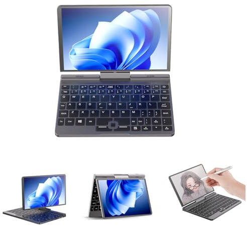 Mini Portátil Windows 11, 8 Pulgadas Pantalla Táctil IPS Micro PC, 12th Gen Intel N100, 12G DDR5 RAM 1TB SSD Portátil de Bolsillo, 2 en 1 Gaming Tablet PC con Stylus y Pegatinas, WiFi6 BT5.2