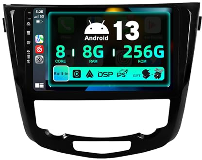 SXAUTO - ¦ 8G+256G ¦ - Android 14 IPS Car Stereo For Nissan X-Trail Qashqai J11 Rouge(2014-2018) - Wireless CarPlay/Android Auto - Camera + MIC - 10.1 Inch 2 Din - DAB Steering Wheel Fast-boot 360-CAM