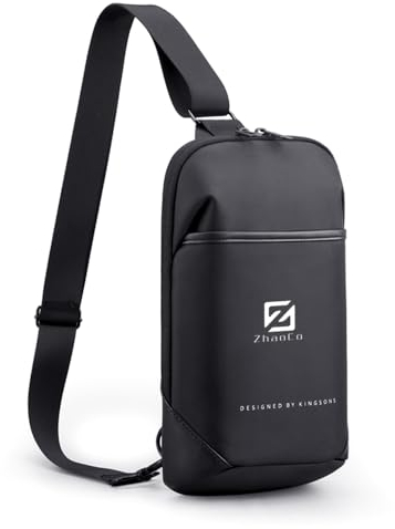 Sac Bandoulière Homme, Mini Sac de Poitrine Antivol Sac à Dos Une Bandoulière Homme pour Randonnée Cyclisme Voyage Fête Daypack Noir
