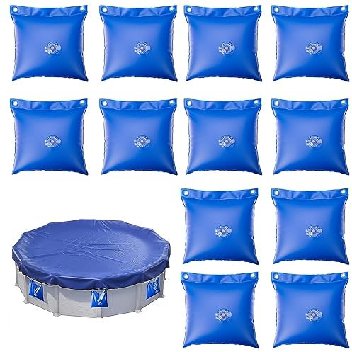 12 Pcs poids de couverture de piscine, Sacs à eau de piscine, sacs d'eau lourds, couvercle de piscine Sac de suspension, Sceller le poids du couvercle de la piscine d'hiver