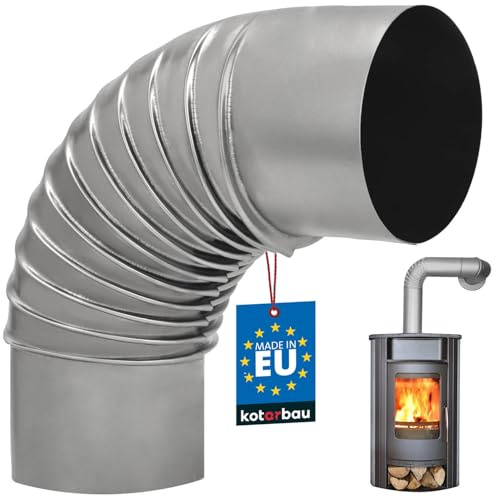 KOTARBAU® Kaminrohrbogen 90° Bogen Ø 110 mm Ofenrohr Rauchrohr aus Blech Abgasrohrbogen für Kamin Ofenknie Silber Rohr Winkel
