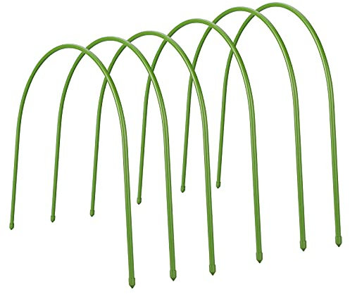 ZHDOKA 6pcs Greenhouse Hoops, 4ft Long Grow Tunnel with Plastic Coated, Garden Hoops Garden Stakes Plant Supports for Greenhouse Fabric Covers Netting Raised Beds (Green)
