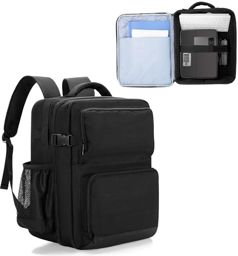 Luxja Projector Backpack with 15.6 Inch Laptop Sleeve, Projector Bag with 2 Large Compartments (Compatible with Most Major Projectors), Black