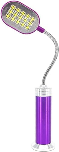 MaGiLL Lámpara de noche Luz de libro Luces de lectura de cama Brazo largo ajustable flexible Base magnética Lámpara de trabajo manos libres Linterna de tienda (Color: Azul) (Púrpura)