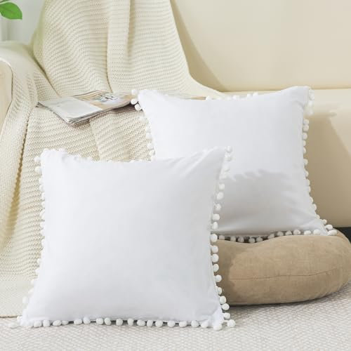 ZTYROLJ 2er Set Kissenbezug 40x40 mit Reißverschluss,Microfiber Weich Kopfkissenbezug,Atmungsaktiv Resistent Quasten Zierkissenbezüge für Sofa