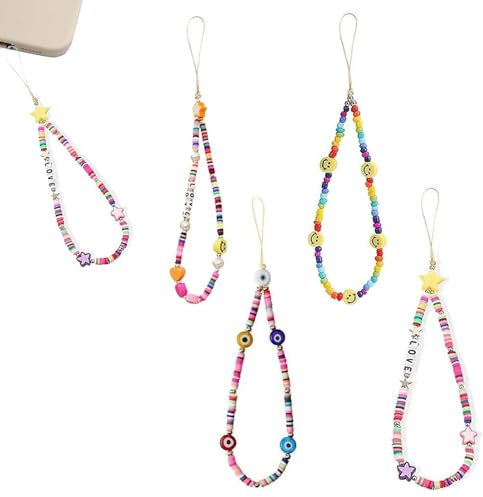Cordón de Teléfono con Cuentas Colgante de Mano para Móvil Bohemio Cadenas de Móvil Pulseras de Abalorios Correa de Muñeca con Cordón para Teléfono con Cuentas Cordón Charms para Móvil con Cuentas