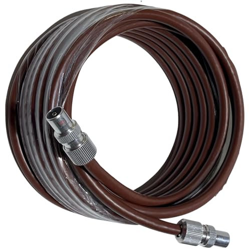 Inbrackets Tv Aerial Coax Cable RF Lead Male Plug to Plug with Coupler (Brown, 10 metres)