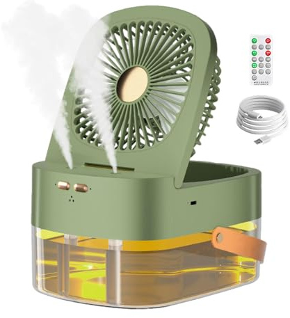 Nebelventilator, Sprüh-Tischventilator, Tischnebel-Wasserventilator, Tragbarer Outdoor-Mister-Schreibtisch, elektrischer Sprühwasserventilator mit Atmosphärenlicht für Arbeit, Büros,