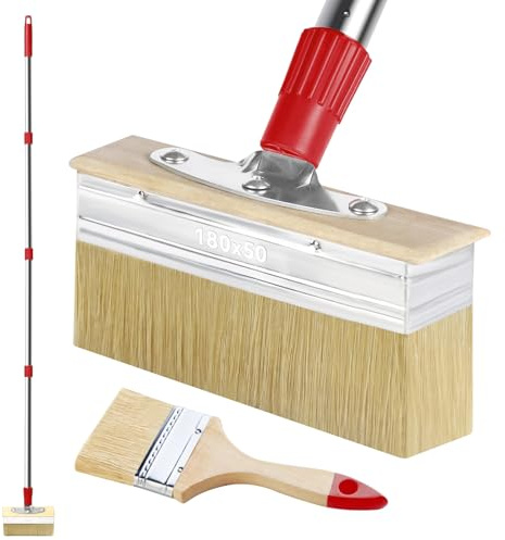 60 Long Handle 7 Deck Stain Brush Applicator with 3 Paint Brush for Woodstains, Oils, Decking, Decking Stains, Deck Coatings, Fence Wall Furniture Paints