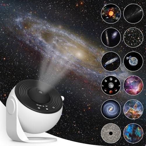 Yiliaw Sternenhimmel Projektor 13 in 1 Planetarium Projektor, 360° drehbarer Galaxy Projector mit Solaranlage für Schlafzimmer Decke, Night Sky Nachtlicht Lampe für Kinder Erwachsene, Heimkino
