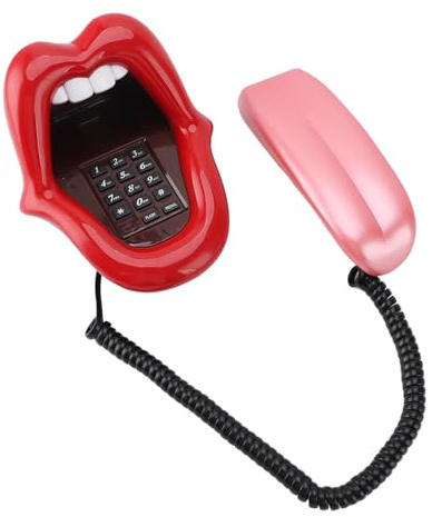 Telefono a Bocca Rossa Novità Telefono Fisso con Lingua Grande Telefono Fisso Cablato Divertente con Indicatore LED per la Casa Negozi Ufficio Decorazioni per Feste Telefono a