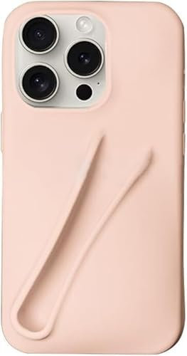 HABETI Lip Gloss Phone Case for iPhone 13 14 15 Pro Max - Liquid Silicone With Lipstick Clip and Mobile Lanyard Spacer - Pink