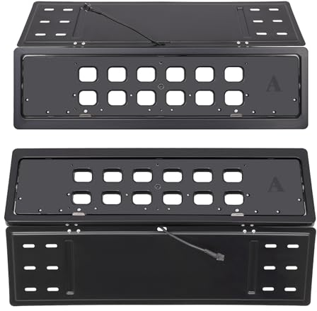 EU Kennzeichenhalter 2er Set, Kennzeichenhalterung, 12V Elektrisch Nummernschildhalter mit Fernsteuerung, Autokennzeichen - Halter für KFZ-Kennzeichen Schwarz 52 x 10 cm