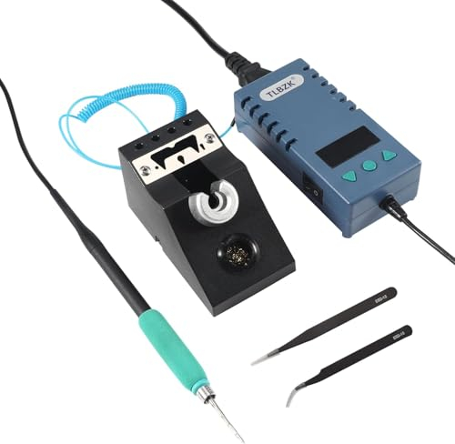 TLBZK C210 Stazione saldante con controllo della temperatura, kit saldatore con display digitale, riscaldamento rapido in 3 secondi, conversione °C-°F, modalità Sleep