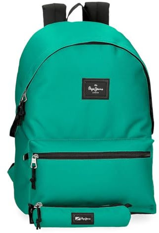 Pepe Jeans Aris Evergreen Mochila para Portátil Doble Compartimento Portátil 15,6 pulgadas Verde 31x44x17,5 cms Poliéster by Joumma Bags