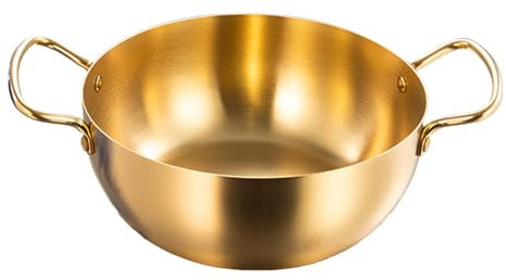 HAOHIZE Double Handle Ramen Pot,Korea Ramen Pot Stainless Steel Double Handle Fast Heating Ramen Noodle Cooking Pot for Induction Cooker (Gold)