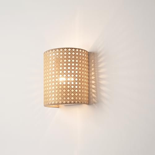 lux.pro Wandleuchte Ascot 1 Stk. Wandlampe in Rattanoptik 20 x 16 x 12 cm Wandstrahler für Flur Schlafzimmer 1-flammige Lampe E27