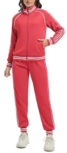 ANOTWENER Damen Trainingsanzug Set Gestreiftem Jogginganzug Sportanzug Zweiteiler Freizeitanzug JW-3005-M