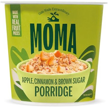 MOMA - Apple, Cinnamon & Brown Sugar Porridge Pot - 65g - Made with British Wholegrain Jumbo Oats • Source of Fibre & Protein • Ready in 3 Minutes • Contains Real Fruit