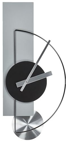 Beliani Wanduhr mit Pendel Metall grau batteriebetrieben ohne Zahlen geometrisch Cevins