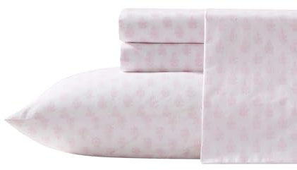 Laura Ashley - Bettwäsche-Set für Doppelbett, leichtes und atmungsaktives Baumwoll-Perkal-Bettwäsche-Set mit passenden Kissenbezügen, Öko-Tex Zertifiziert (Francesca Pink, Twin)