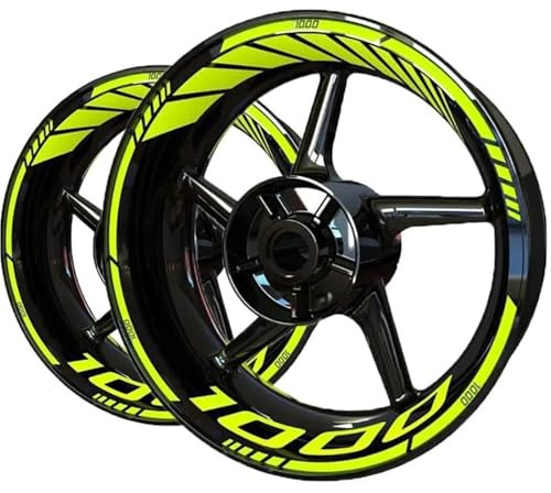 DTASMBD Motorrad Radnaben Aufkleber Motorrad-Radaufkleber, Felgenaufkleber Für Kawasaki Z1000 Z 1000 Z-1000, Reflektierende Felgenstreifenaufkleber Reflektierende(Farbe 3)