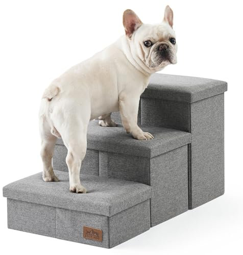 COZY KISS Dog Stair for Small Dogs with Storage, Foldable Pet Step with Leakproof Cover, Older Cat Ramp for Chair Couch Sofa, Lightweight, Comfort