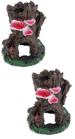 CLLBANT Lot de 4 cachettes pour Aquarium, Tronc d'arbre, aspirateur, Ornements pour Aquarium, Plantes artificielles, Maison pour Aquarium, Nettoyage