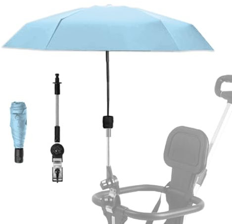 Sombrilla para cochecito, sombrilla con clip, ángulo de dirección ajustable, protección completa con clip, paraguas para cochecito, conveniente y ligero, para protección solar, ligero, fácil de